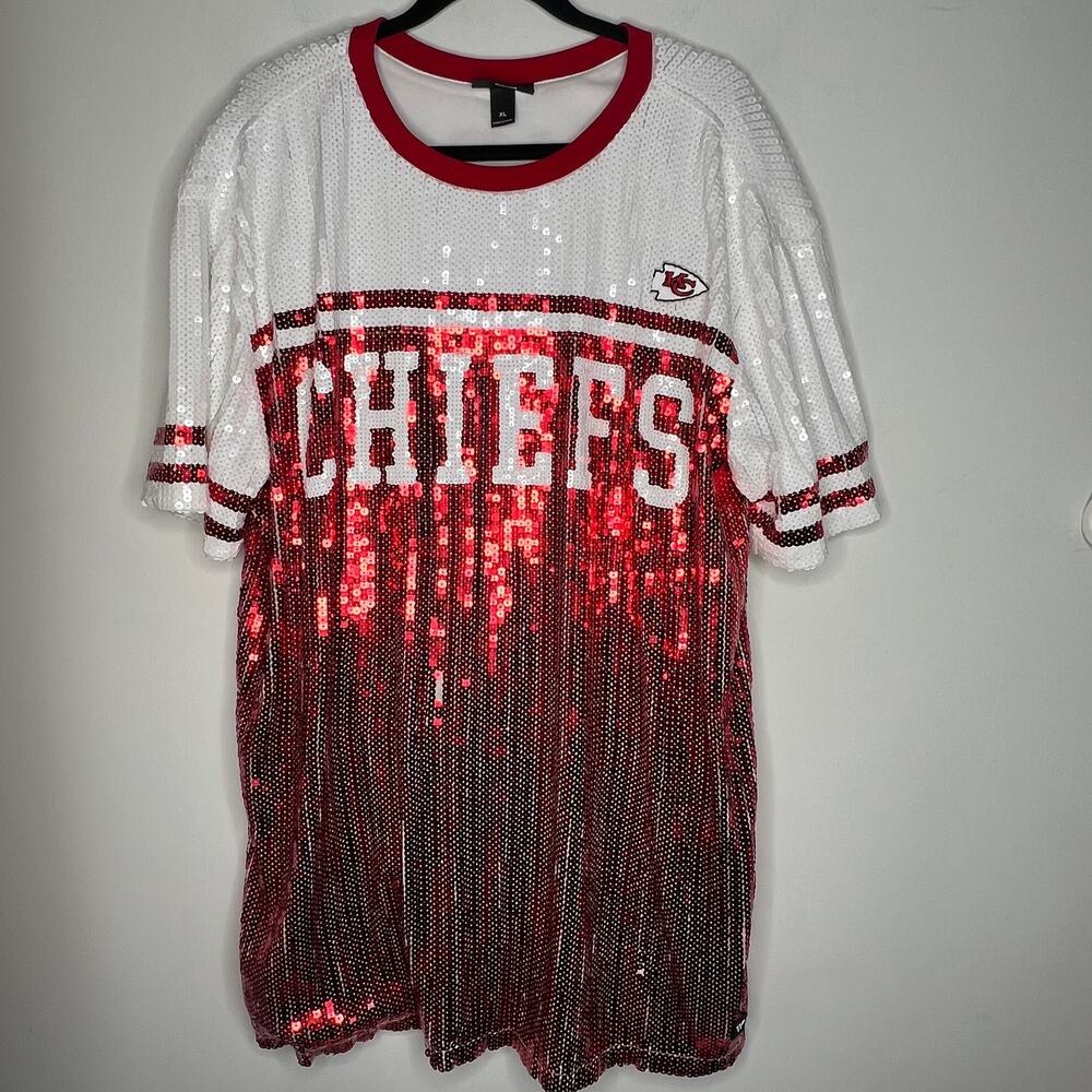 Kansas City Chiefs Sequin Jersey Mini Dress Size XL - Picture 3 of 11